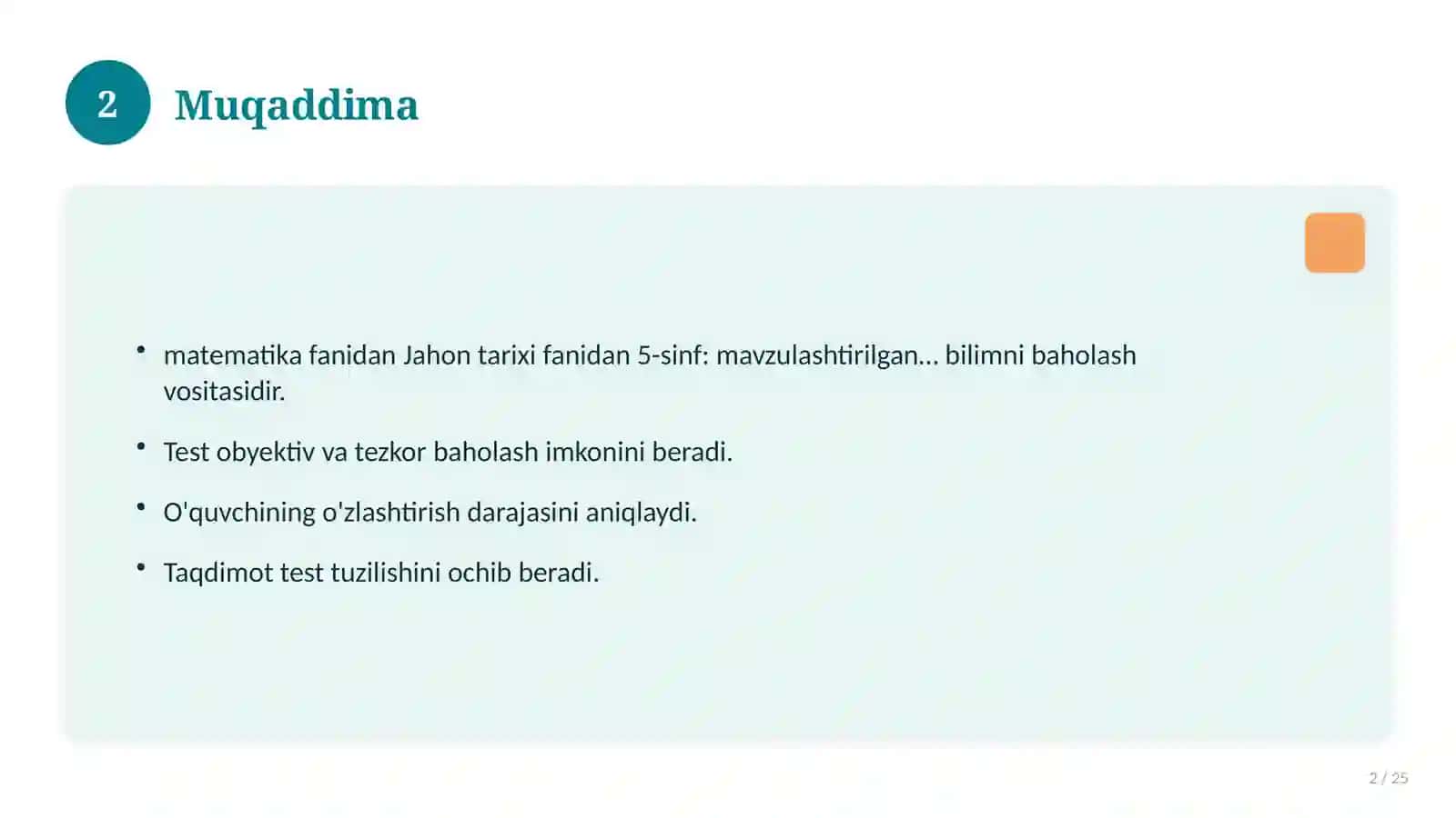 Jahon tarixi fanidan 5-sinf: mavzulashtirilgan nazorat ishi va tahlil 2