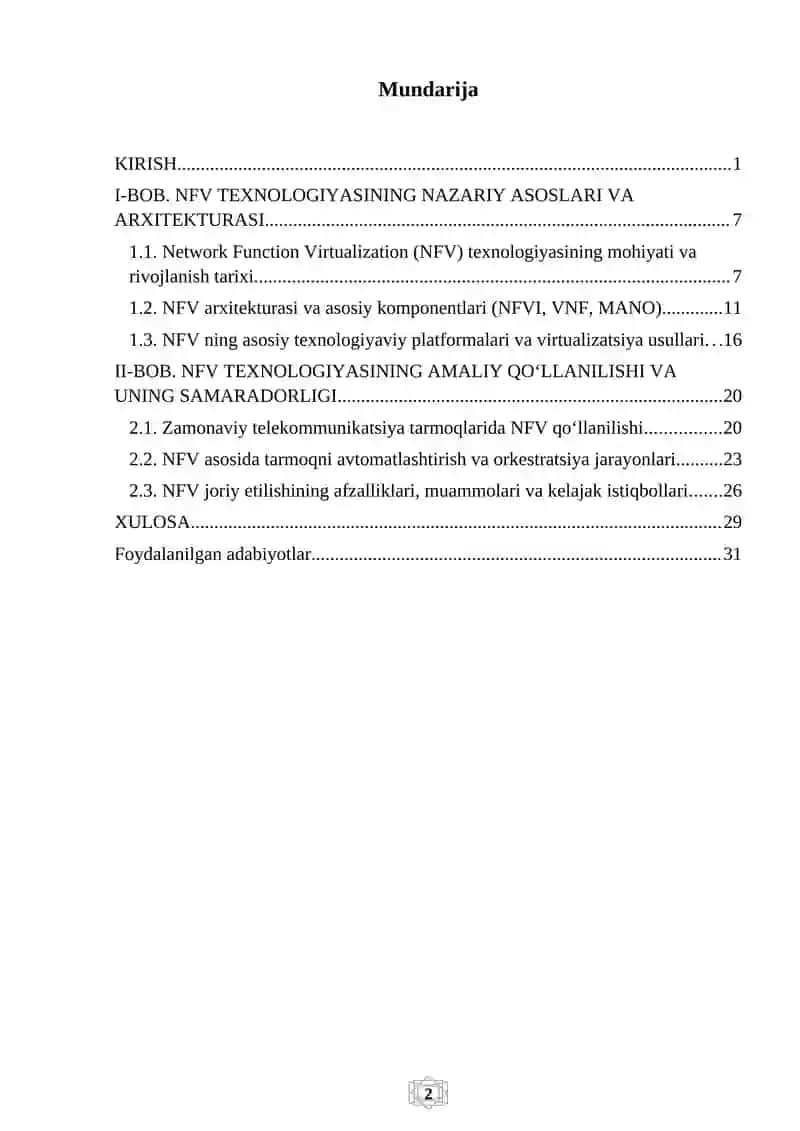 Network Function Virtualization (NFV) texnologiyasining qo'llanilishi 2