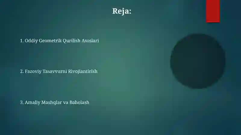 Sodda geometrik yasash ishlari bilan tanishtirish, fazoviy tasavvurlarni rivojlantirish 2