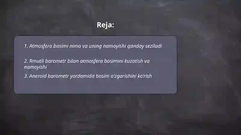 Atmosfera bosimini namoyishini ko'rish 2