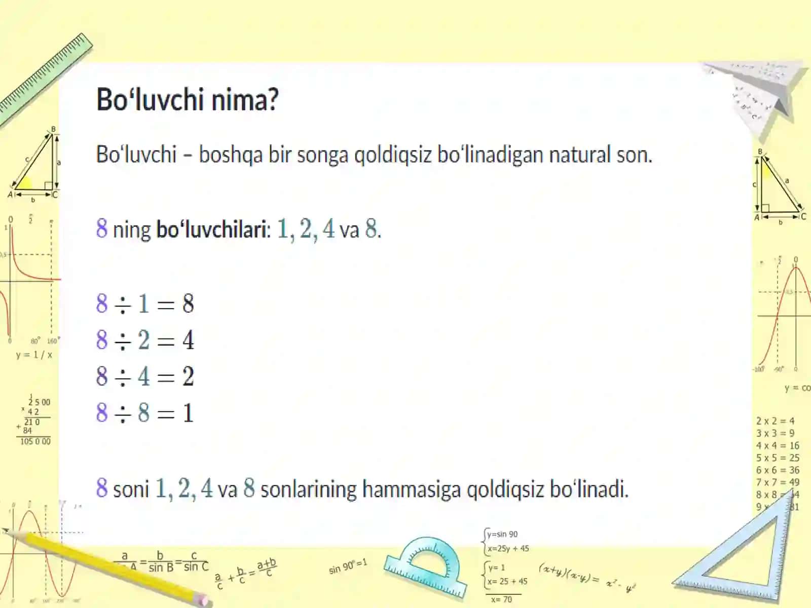 Sonlarning bo’luvchilari va karralisi 2