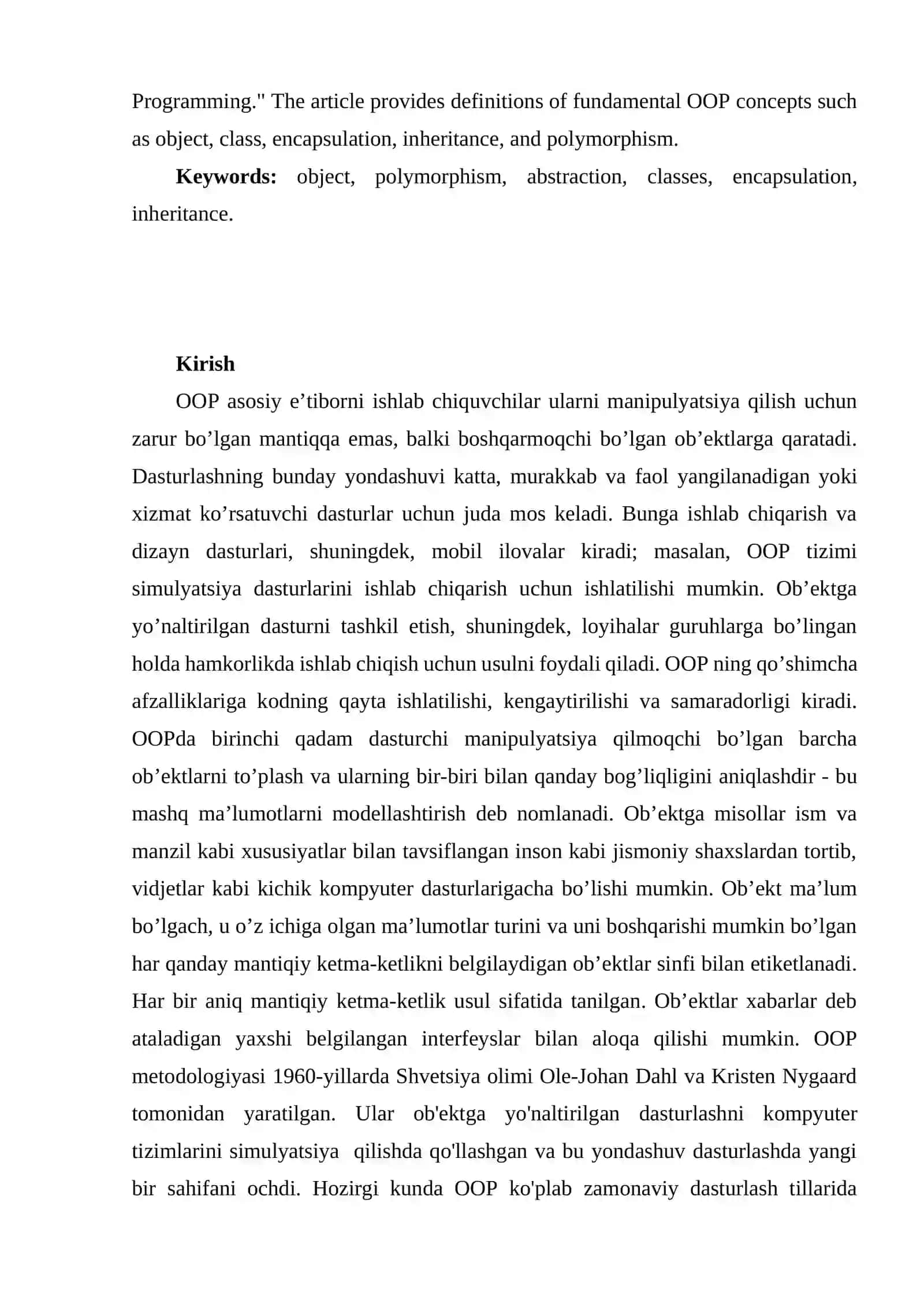 OOP konsepsiyalari mavzusida maqola 2