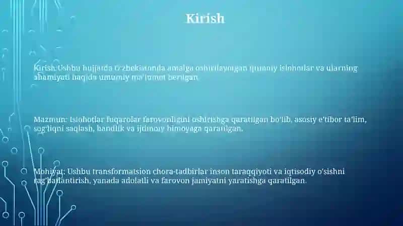 Oʻzbekistonda Ijtimoiy Sohada Amalga Oshirilayotgan OʻZgarishlar Mazmun Va Mohiyati 2