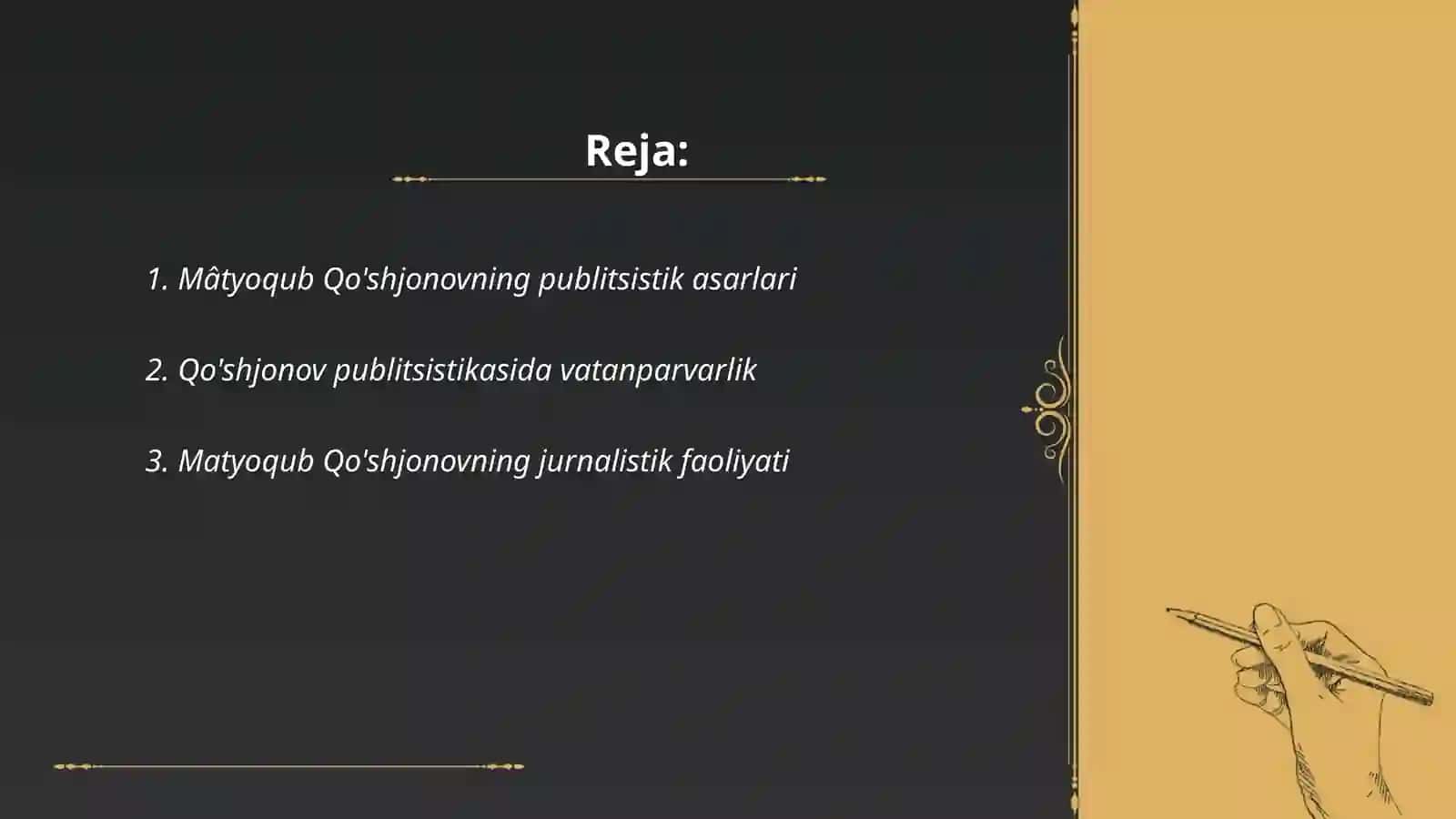Mâtyoqub Qo'shjonovning publitsistik asarlari 2