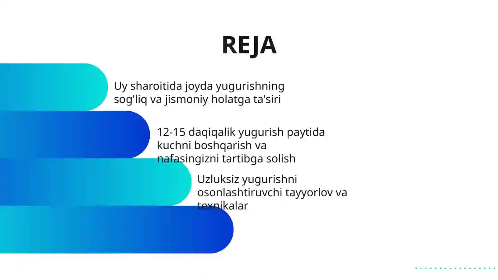 UZLUKSIZ YUGURISH VA UY SHAROITIDA JOYDA YUGURISH 12-15 DAQIQA 2