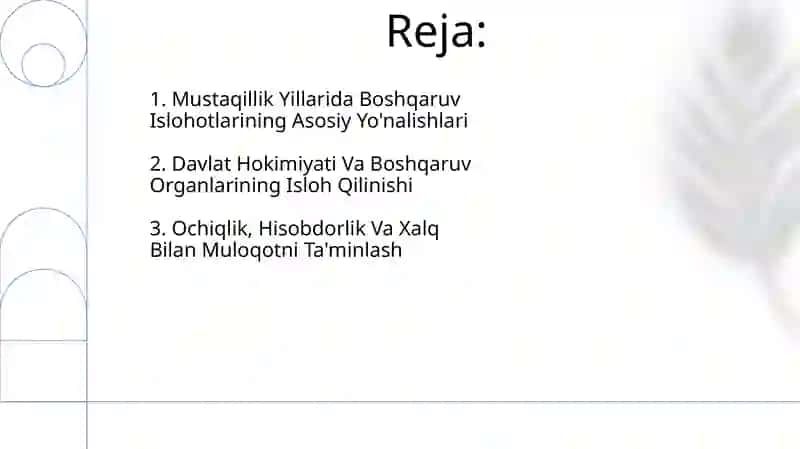 Mustaqillik yillarida boshqaruv tizimida amalga oshirilgan islohotlar 2
