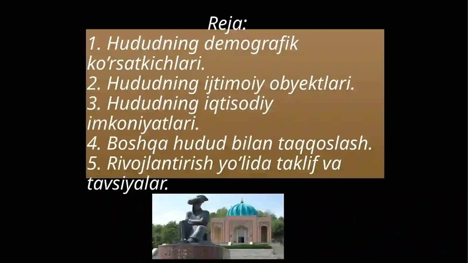 Hududning iqtisodiy va ijtimoiy rivojlanishi “Andijon” (taklif va tavsiyalar). 2