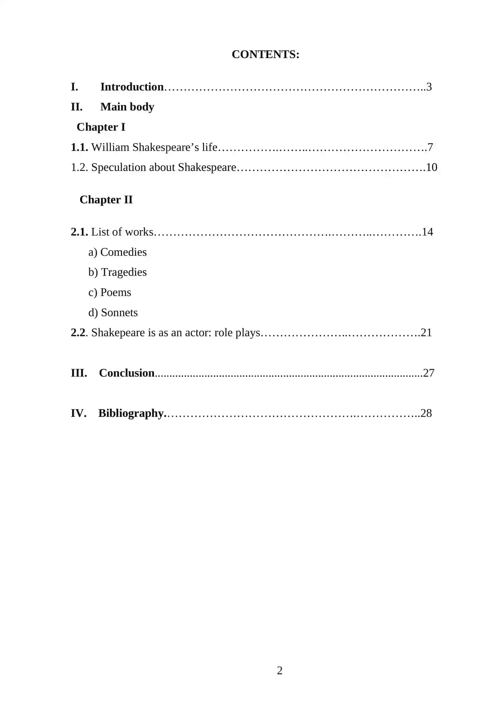 COURSE WORK: WILLIAM SHAKESPEARE’S CREATIVE WORKS 2