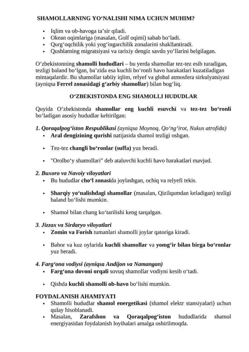 Yerning Shamolning Global Yuzaga Kelishi (Global Atmosfera Sirkulyatsiyalari) 2