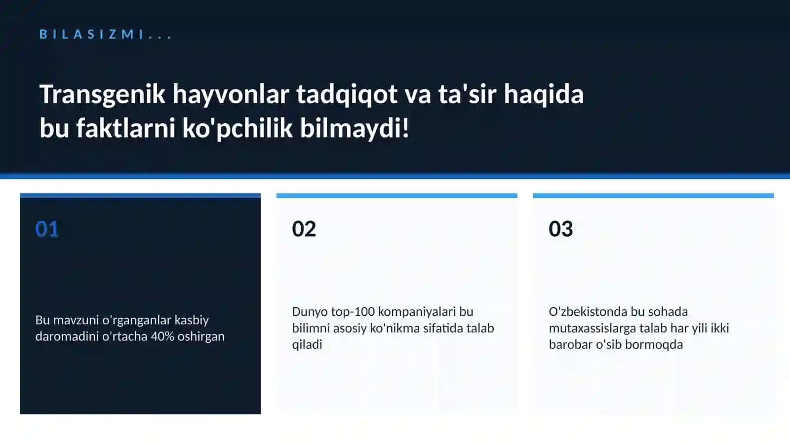 BIOTEXNOLOGIYA VA GENOMIKA Transgenik hayvonlar tadqiqot va ta'sir 2