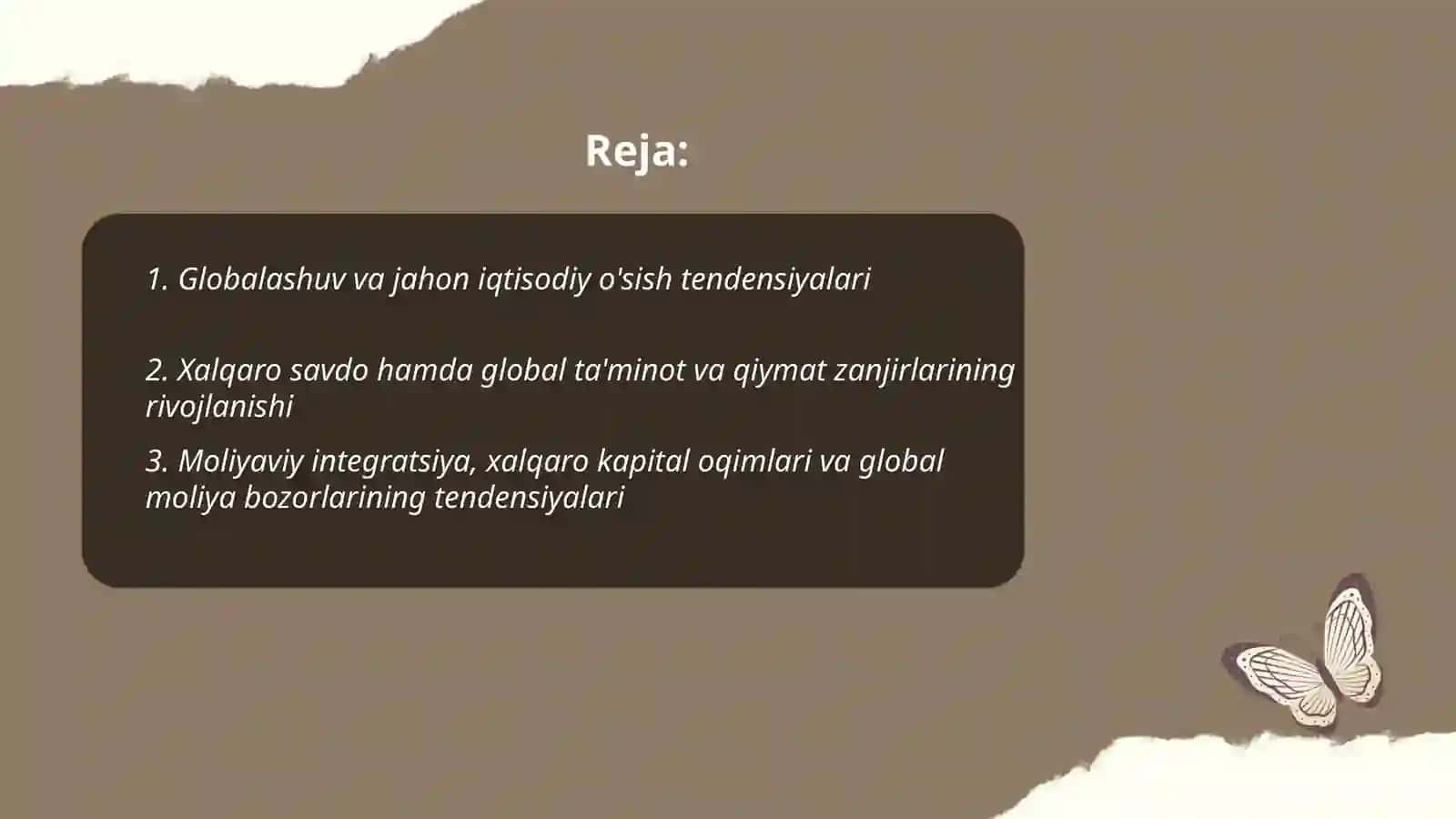 Globalashuv sharoitida jahon iqtisodiyoti rivojlanish tendensiyasi 2