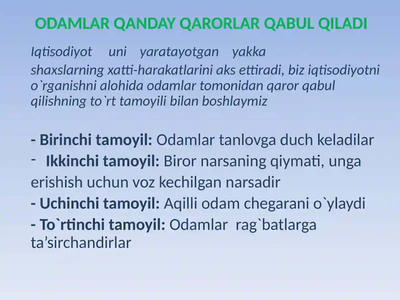 IQTISODIYOTNING O`NTA TAMOYILI 2