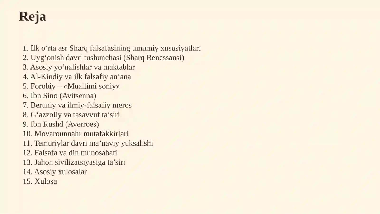 Ilk o‘rta asr Sharq falsafasi va uyg‘onish davri 2