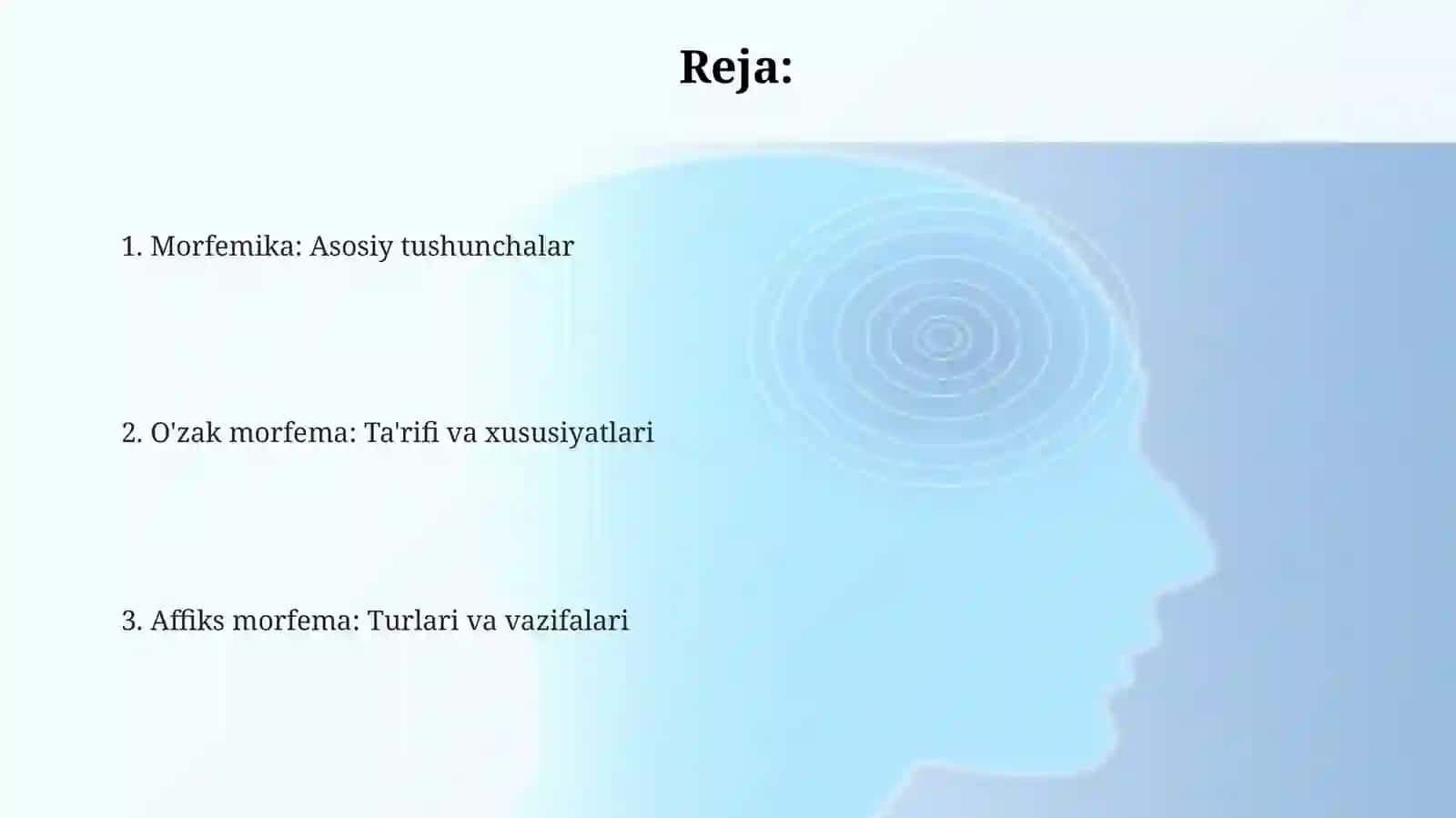 Morfemika haqida ma'lumot.Asos morfema va uning xususiyatlari.Affiks morfema va uning xususiyatlari 2