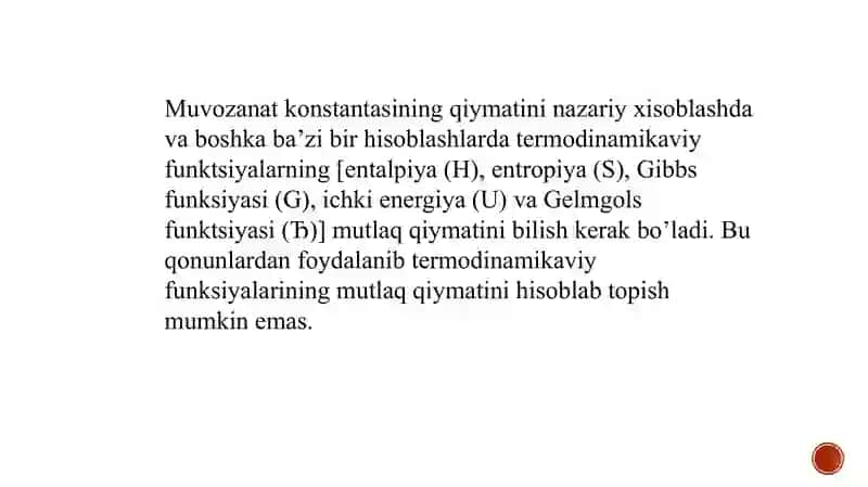 Termodinamikaning uchinchi qonuni 2