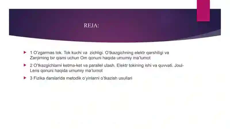 O’zgarmastok va tok kuchi 2