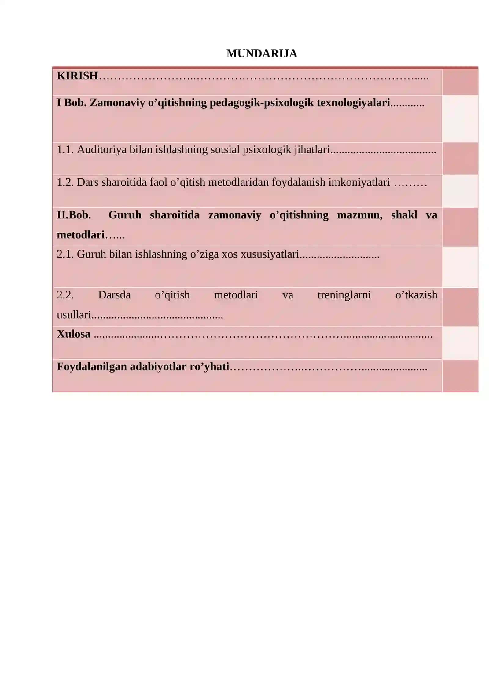 «Guruh sharoitida zamonaviy o’qitishning pedagogik va psixologik texnologiyalari» 2