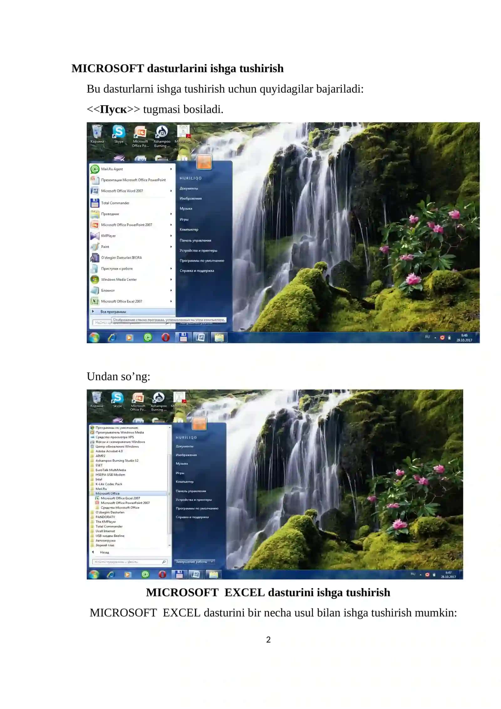 MICROSOFT dasturlarini ishga tushirish 2