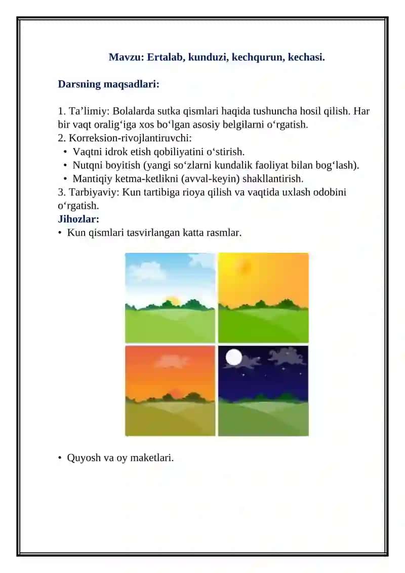 Matematika fanidan 1-soatlik dars ishlanmasi 2