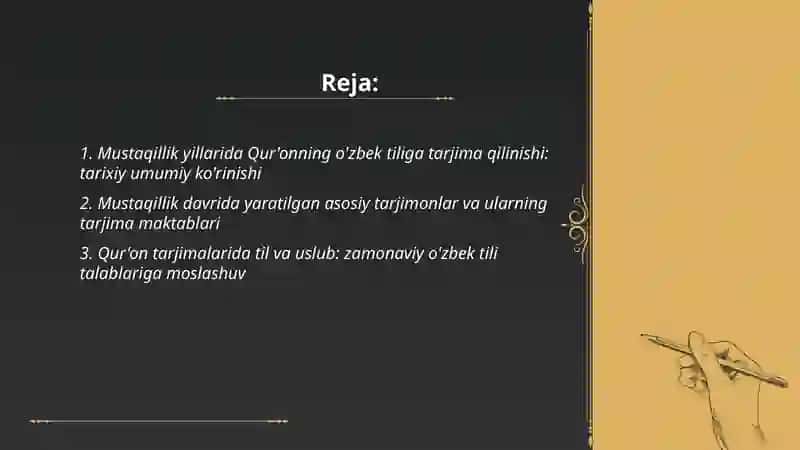 Mustaqillik yillarida Qur'onning o'zbek tiliga tarjima qilinishi va tasfirlari 2