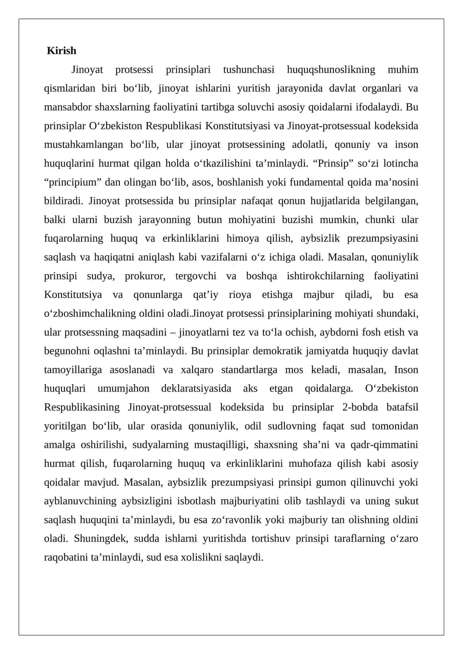 Jinoyat protsessi printsiplari va ularning axamiyati 2