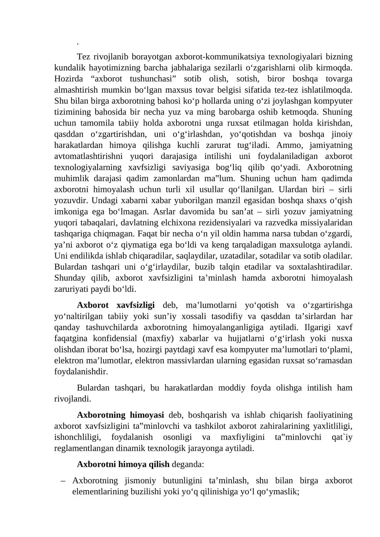 Axborot xavfsizligi tushunchalari 2