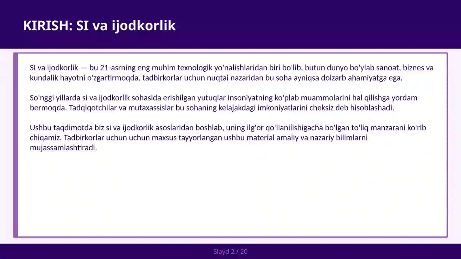 SI VA IJODKORLIK 2
