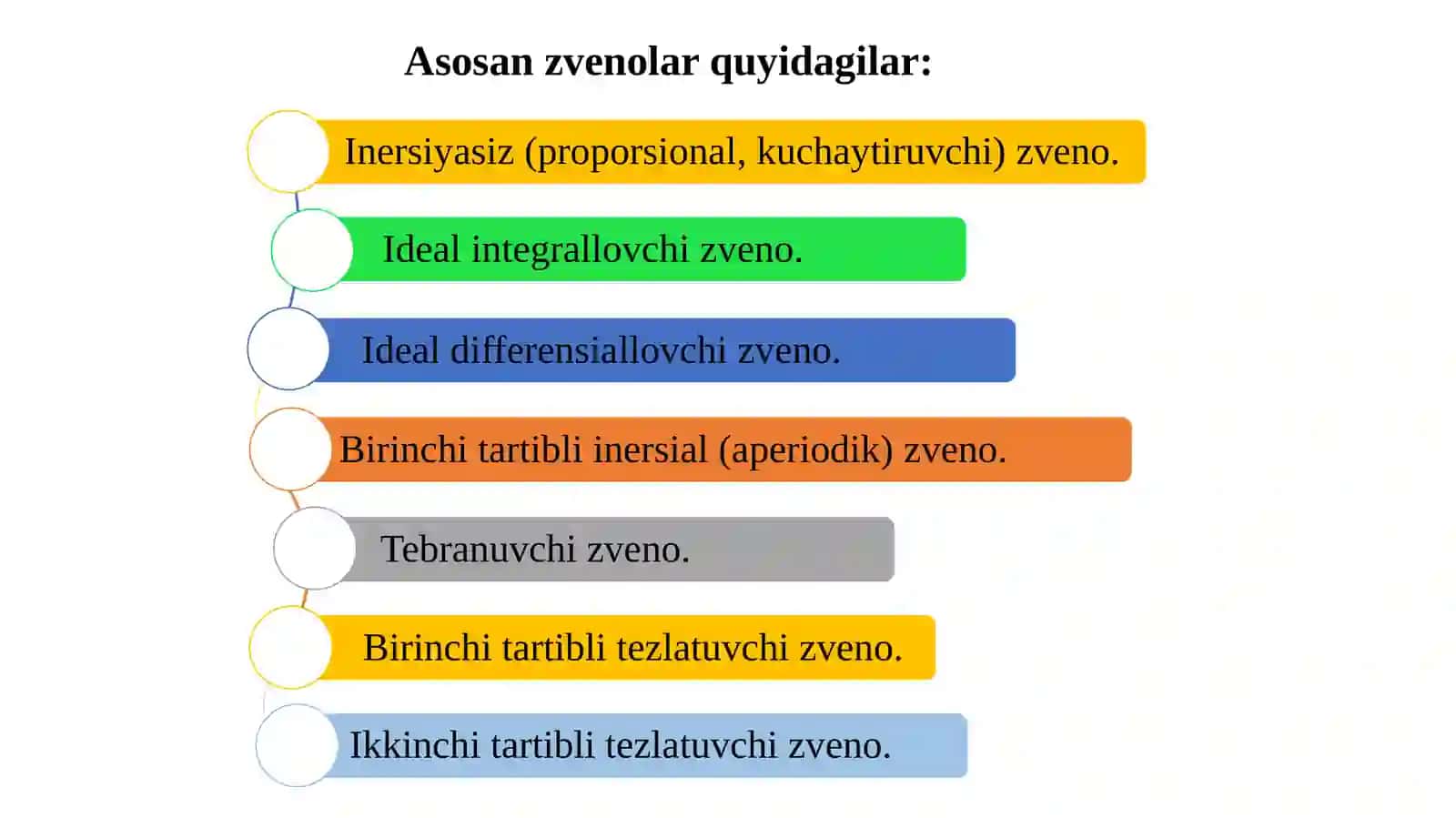 Elementar zveno lar va u lar ning xarakteristikalari 2
