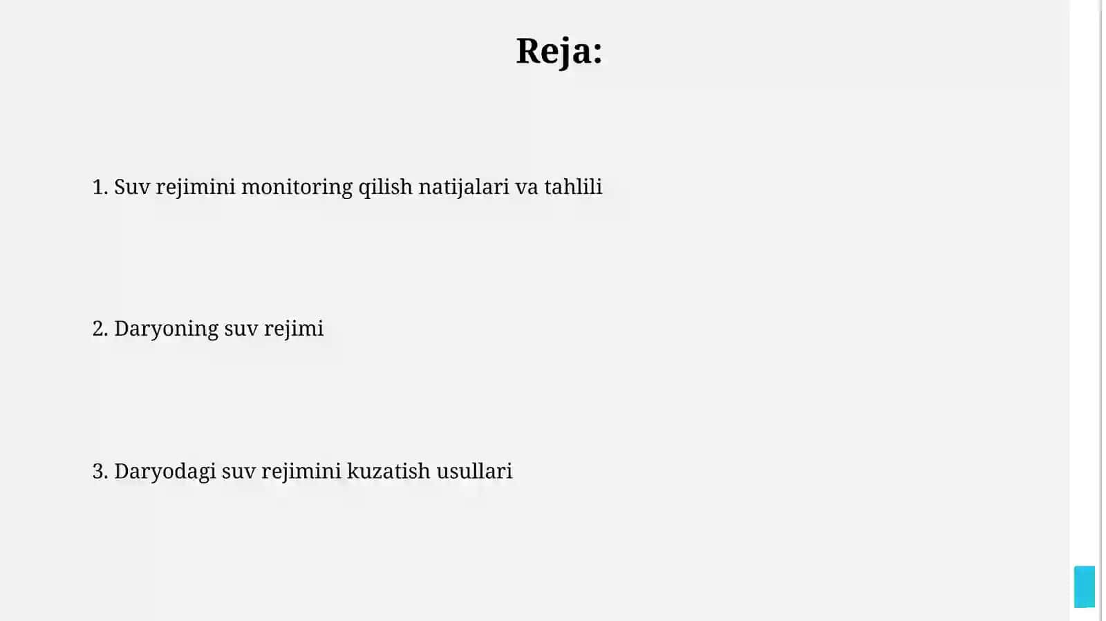 Daryoni suv sathi rejimi va uni kuzatish 2