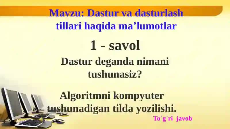 Dastur va dasturlash tillari haqida ma’lumotlar 2