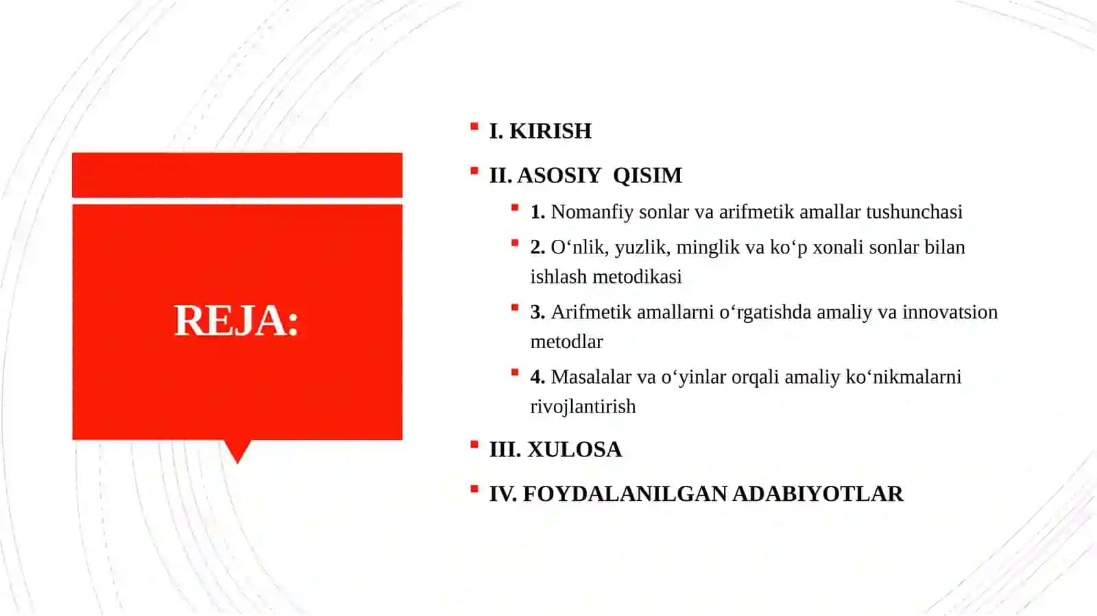 NOMANFIY SONLAR USTIDA ARIFMETIK AMALLARNI O'RGATISH METODIKASI 2