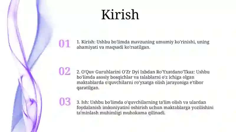 O'Quv Guruhlarini O'Zr Dyi Ixbdan Ro'Yxatdano'Tkaz 2