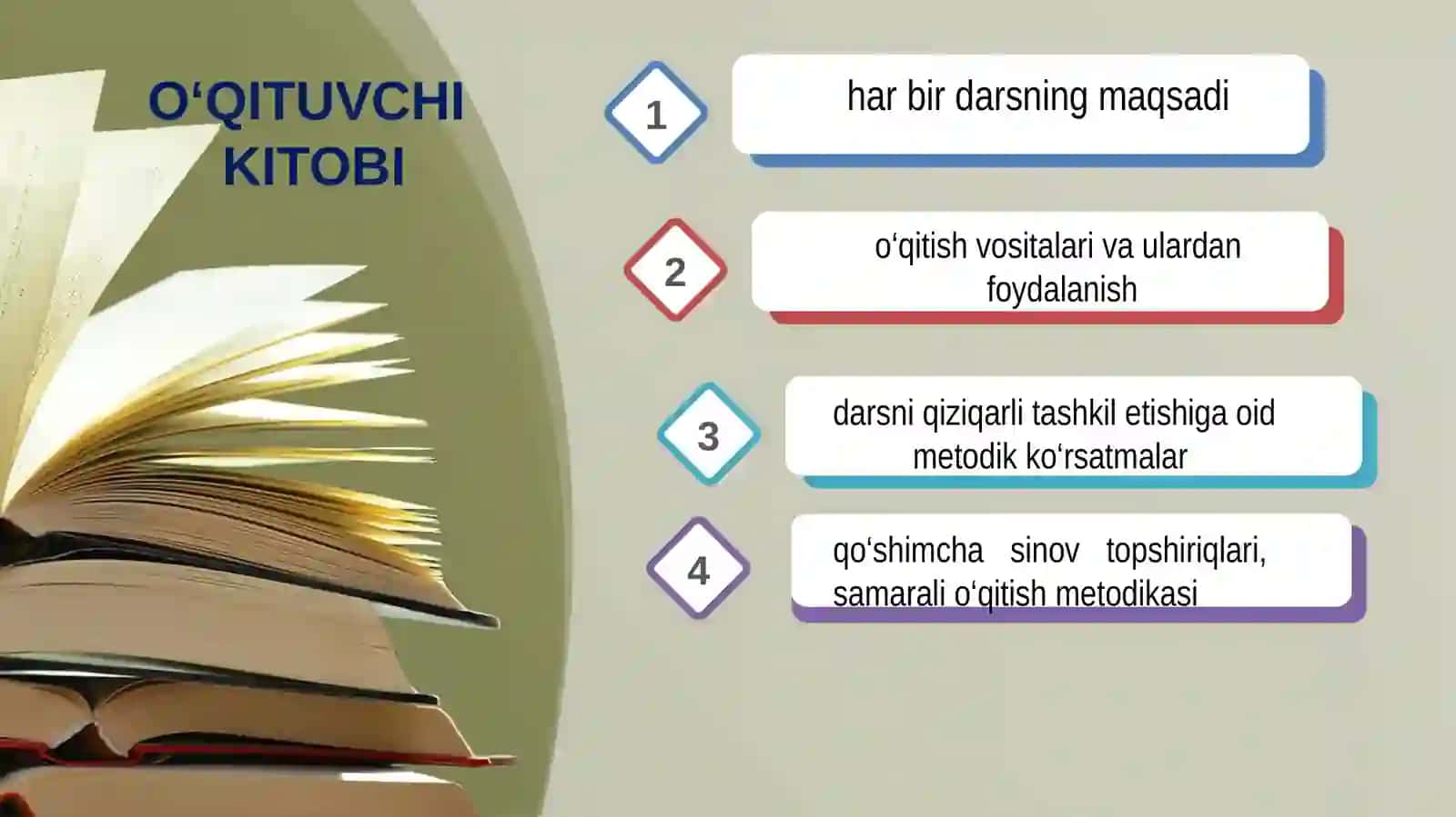 O‘QUV-TARBIYA JARAYONINI O‘QITUVCHI KITOBI ASOSIDASIFATLI TASHKIL ETISH AMALIYOTI 2