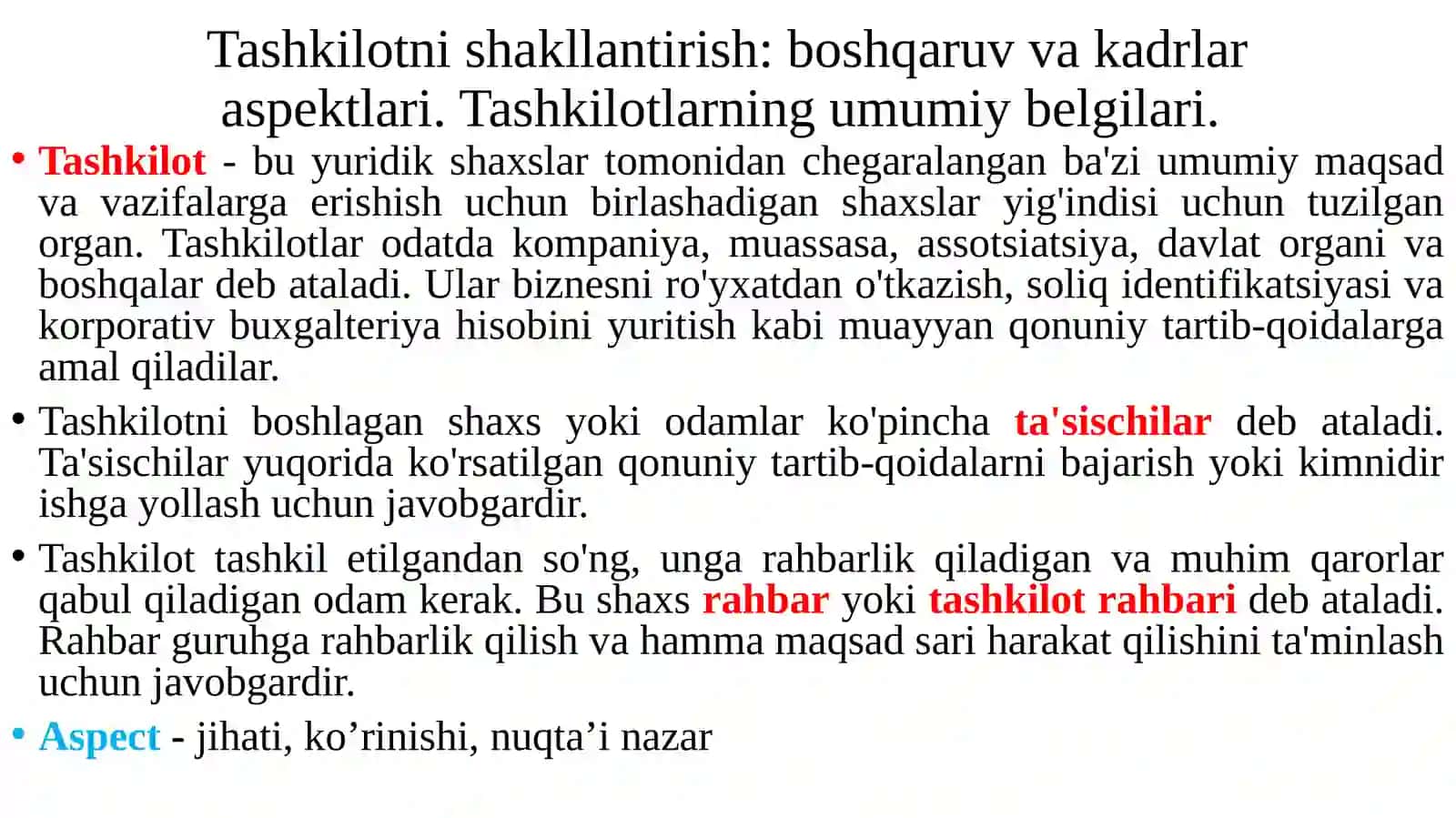 Tashkilotni shakllantirish bosqichida inson resurslarini boshqarish 2