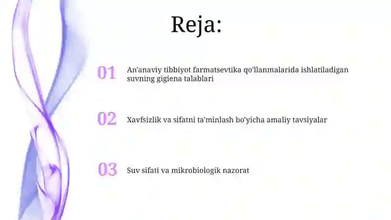 Xalq tabobati Farmatsevtikasida qoʻllaniladigan suvga qòyiladigan gigiyenik talablar 2
