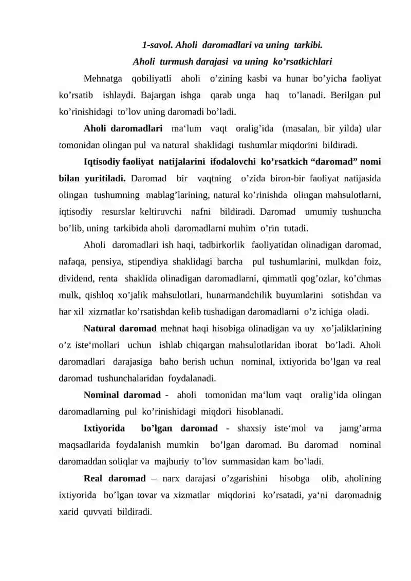 Aholi daromadlari va davlatning ijtimoiy siyosati 2