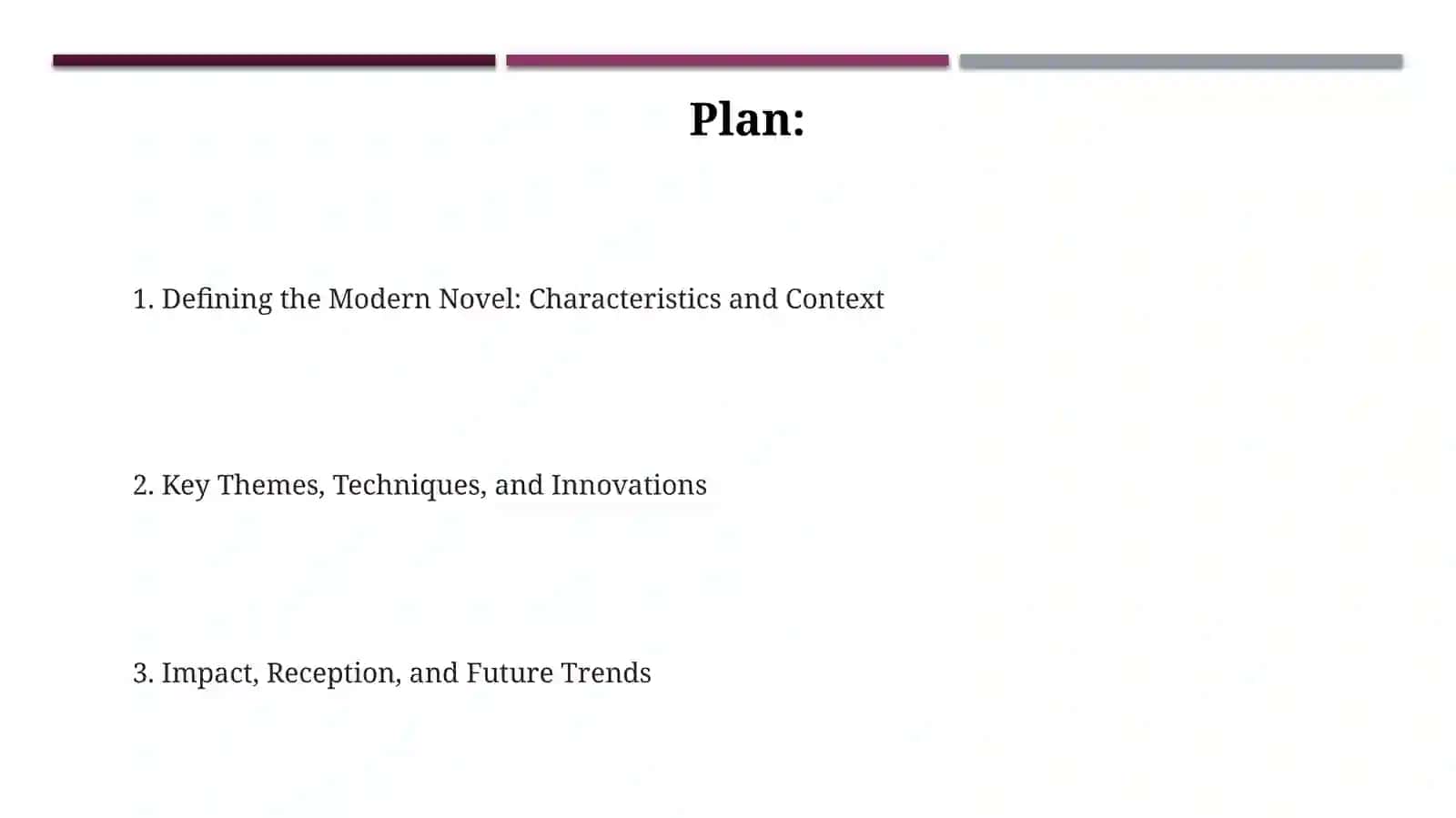 "Defining the Modern Novel: Characteristics and Context" 2
