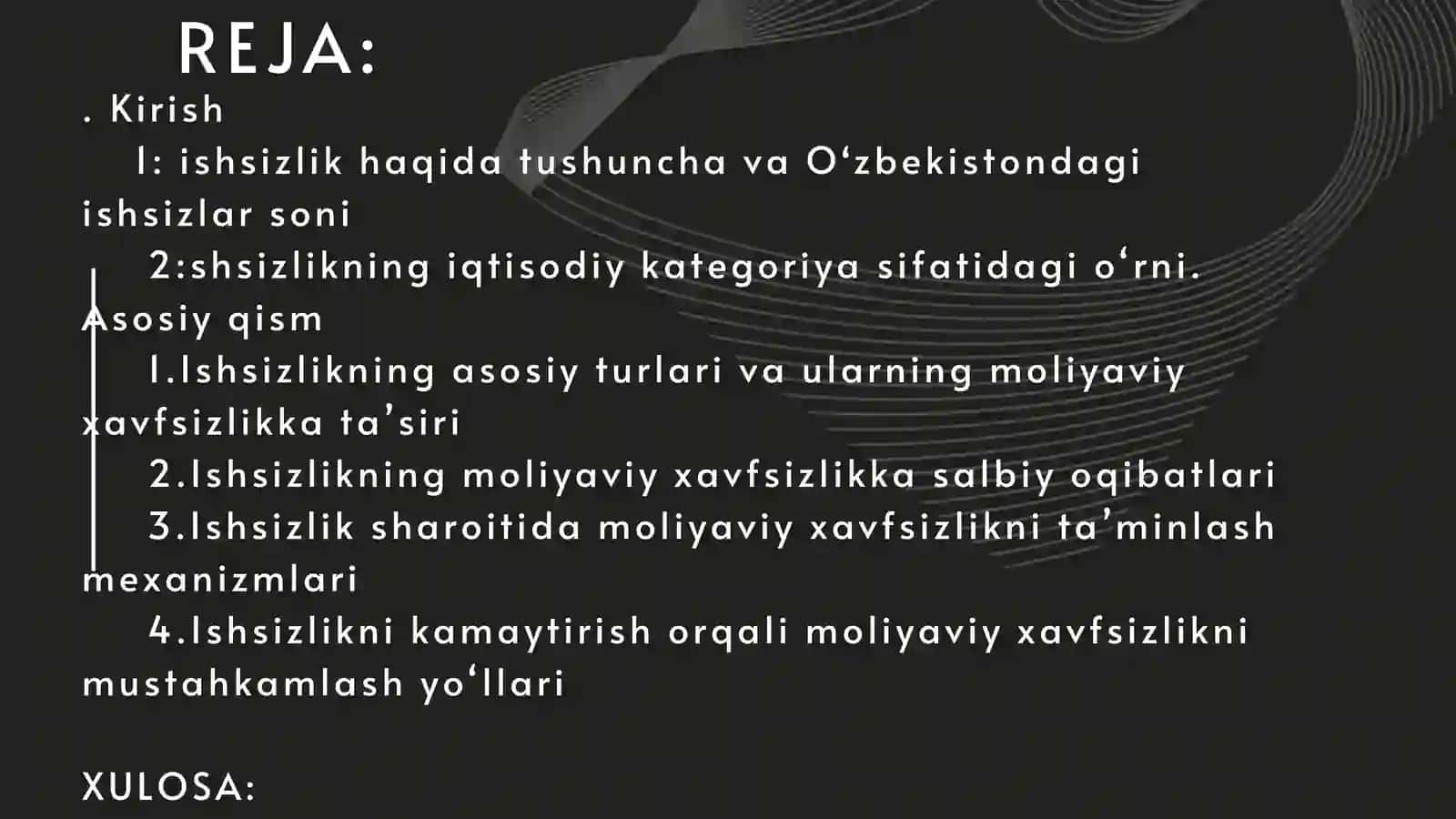 ISHSIZLIK VA UNING MOLIYAVIY XAVFSIZLIKKA TAʼSIRI 2