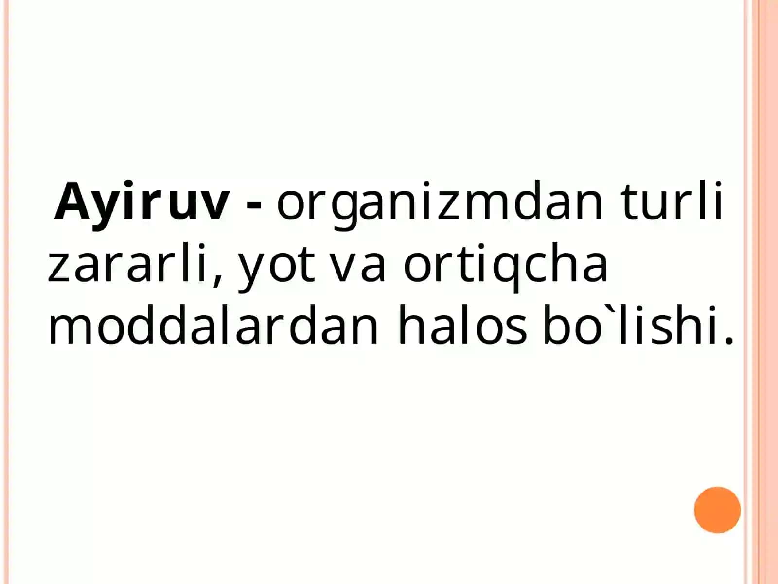 ORGANIZMNINGAYIRUVFUNKSIYALARIFIZIOLOGIYASI 2