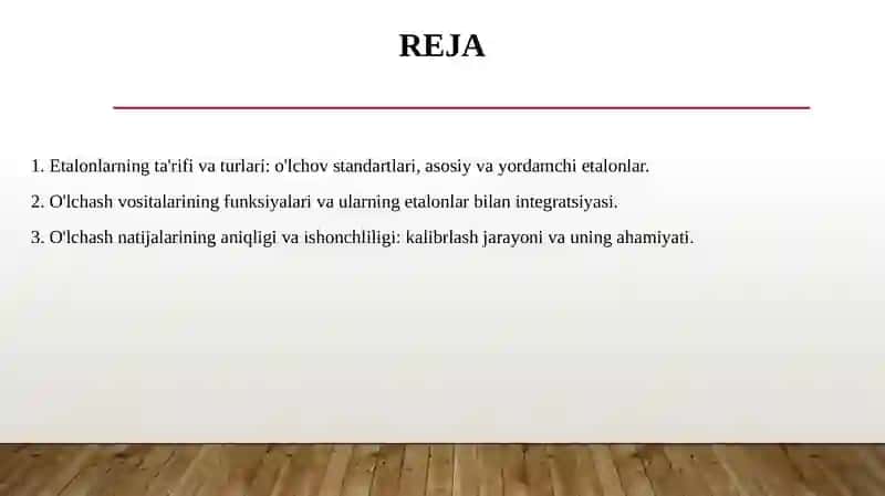 Etalonlar va ularning o’lchash vositalari bilan uzviy bogliqligi 2
