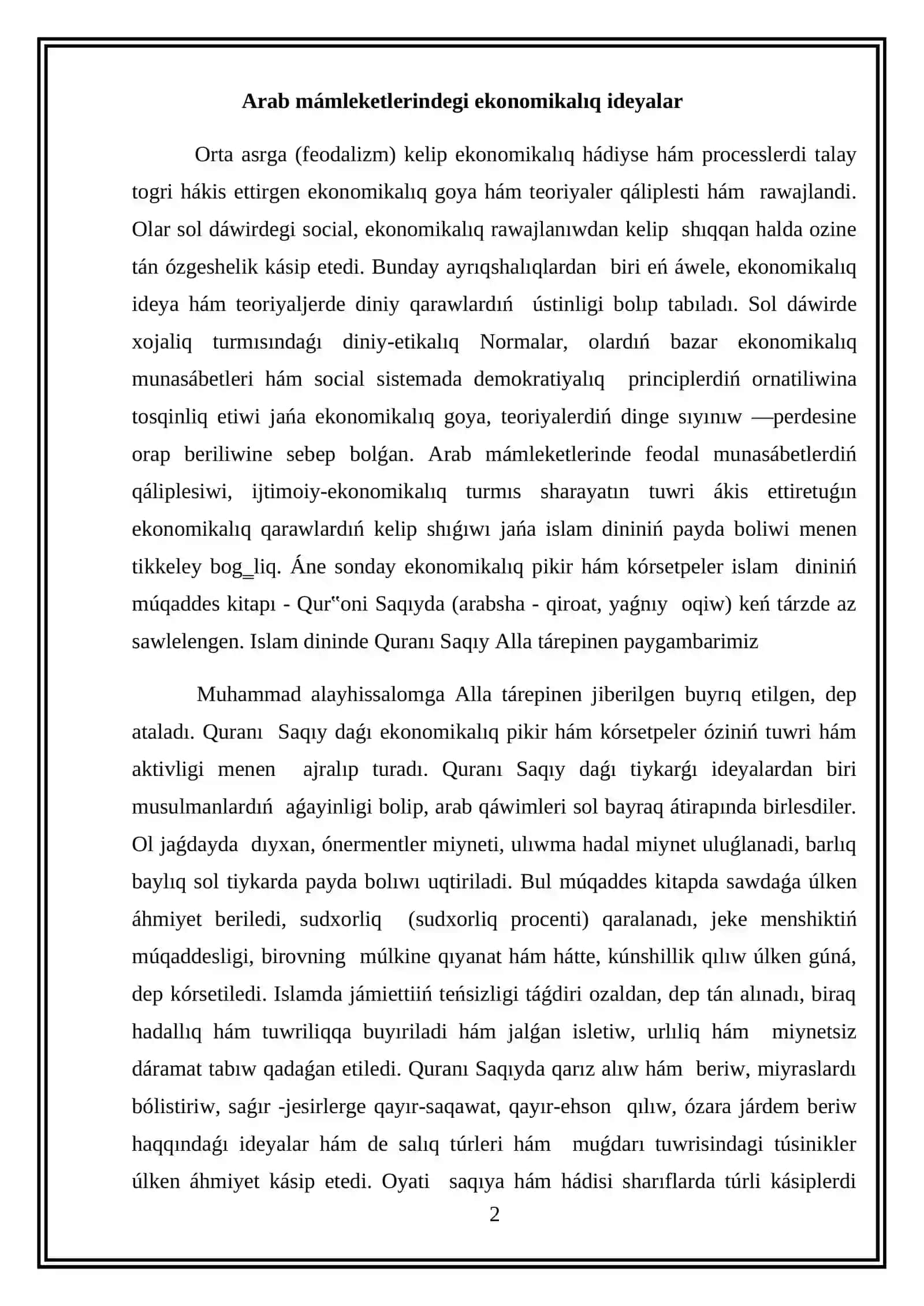 Arab màmleketlerindegi fiodalizmniñ ekonomikaliq ideyalari.Ibn Xoldum qaraslari 2