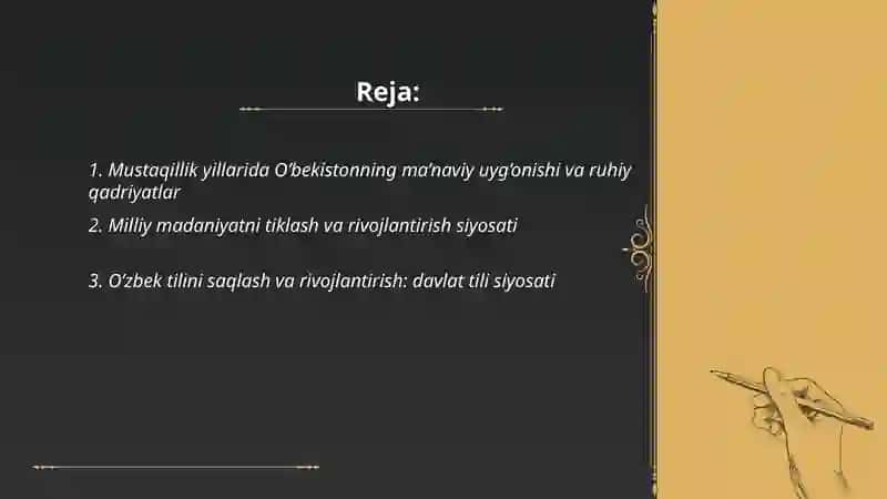 Mustaqillik yillarida O’bekistonning ma’naviy va madaniy taraqqiyoti 2