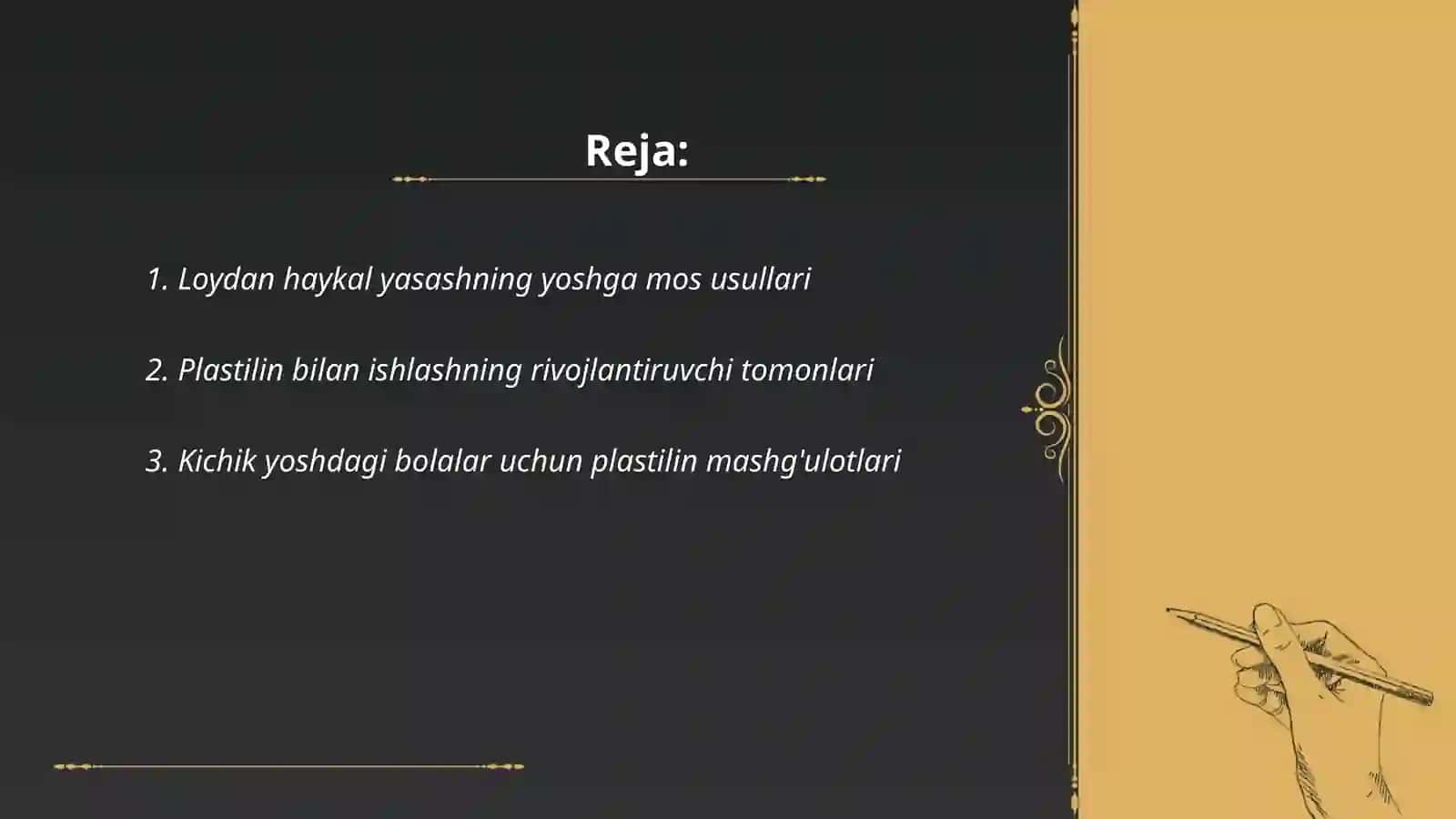Turli yosh guruhlarida rasm mashgʻulotlarini tashkil qilish(loy va plastilin misolida) 2