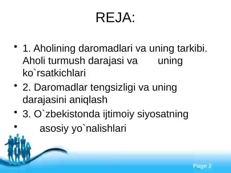 Aholi turmush darajasi va uning ko`rsatkichlari 2