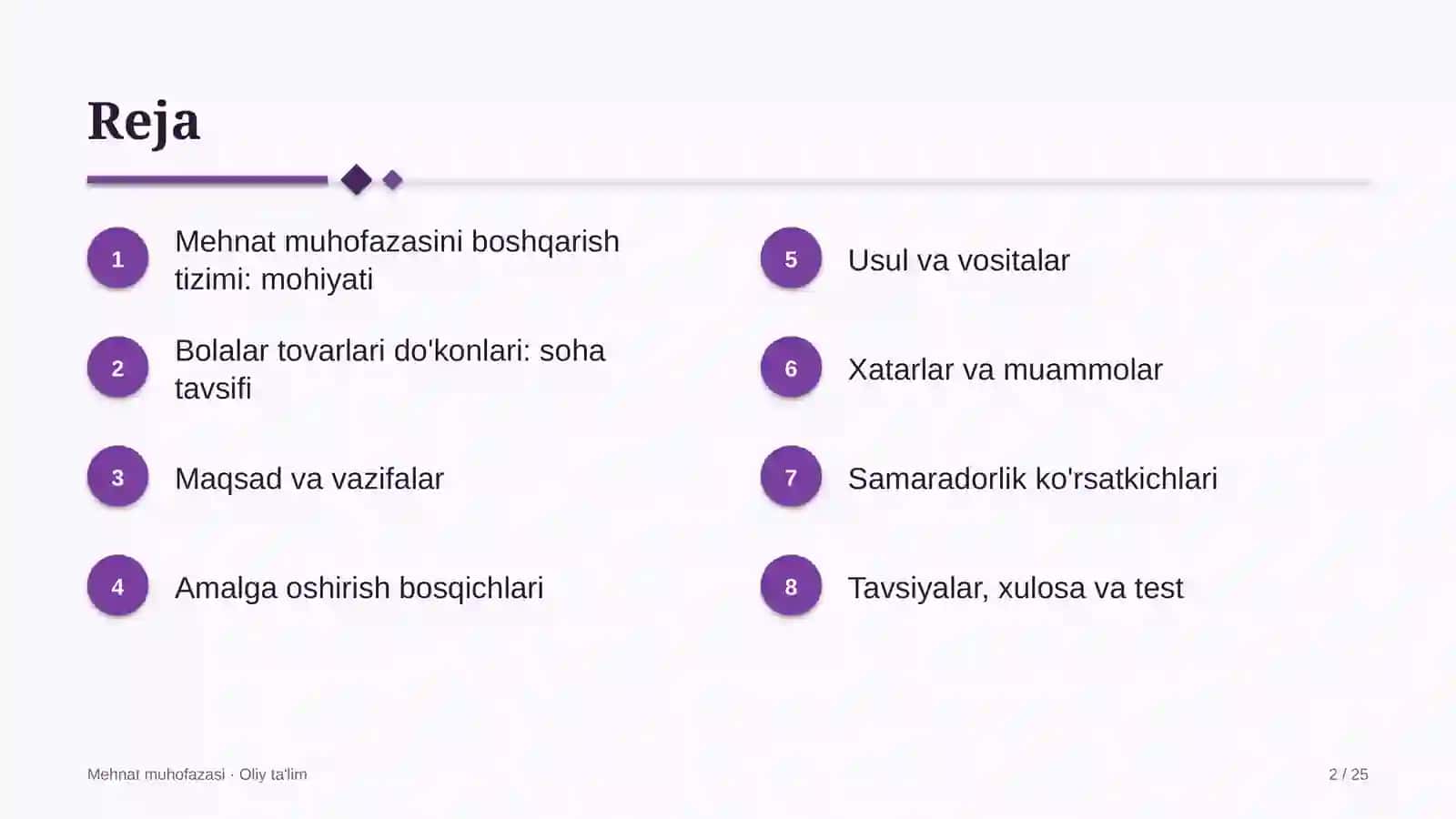 Bolalar tovarlari do'konlarida mehnat muhofazasini boshqarish tizimini joriy etish 2