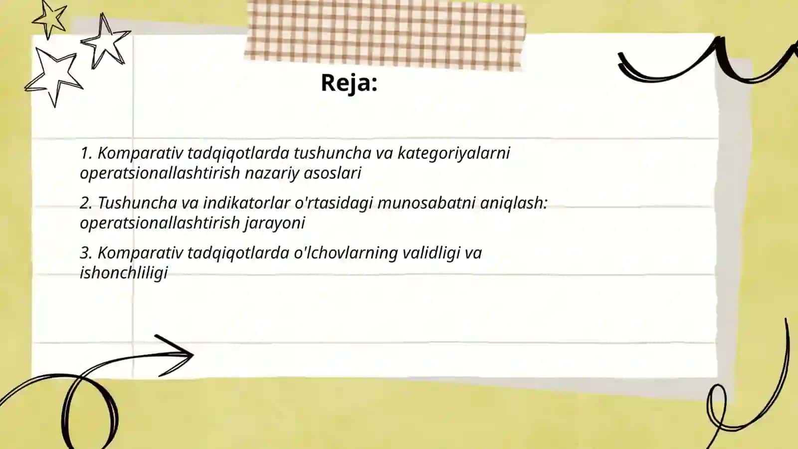 Komparativ tadqiqotda kategoriya indikator va tushunchalarni operatsionallashtirish 2