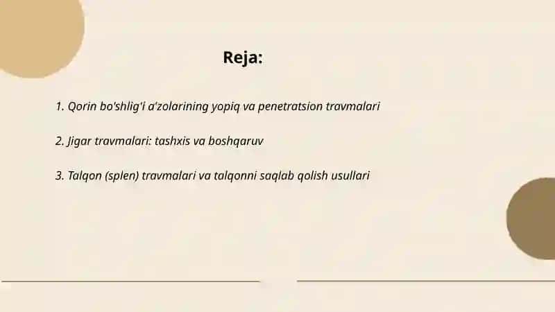 Qorin bo’shlig’i a’zolari travmalari 2