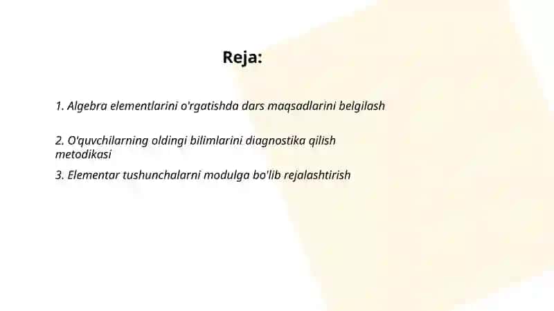 Algebra element òrgatish metodikasi 2