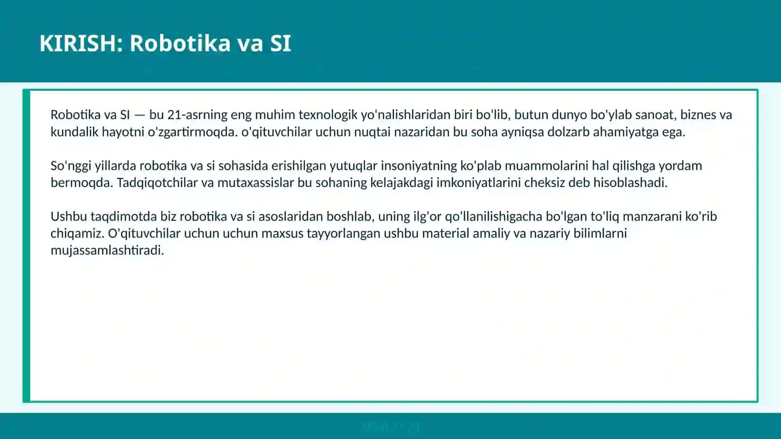 Robotika va SI 2