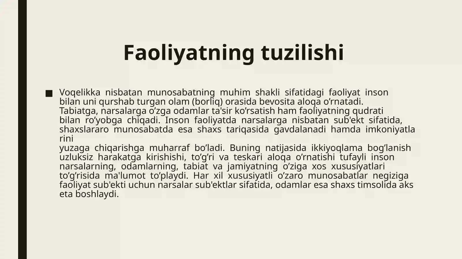 Faoliyatning psixologik talqini 2
